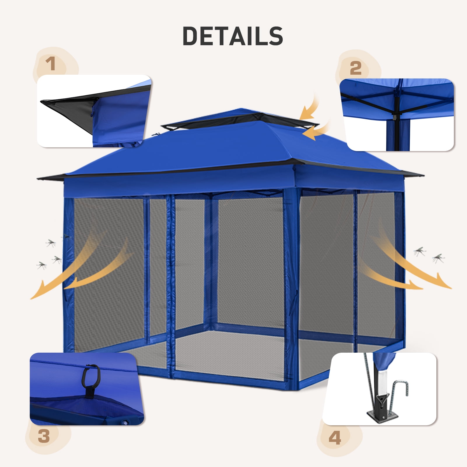 EAGLE PEAK Gazebo 11 x 11 Straight Leg Pop-Up Canopy(Blue)