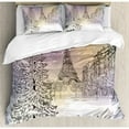 thumbnail image 3 of Ambesonne Winter Image of Stormy Day in Paris Streets Eiffel Tower Europe Scene Duvet Cover Set, 3 of 3