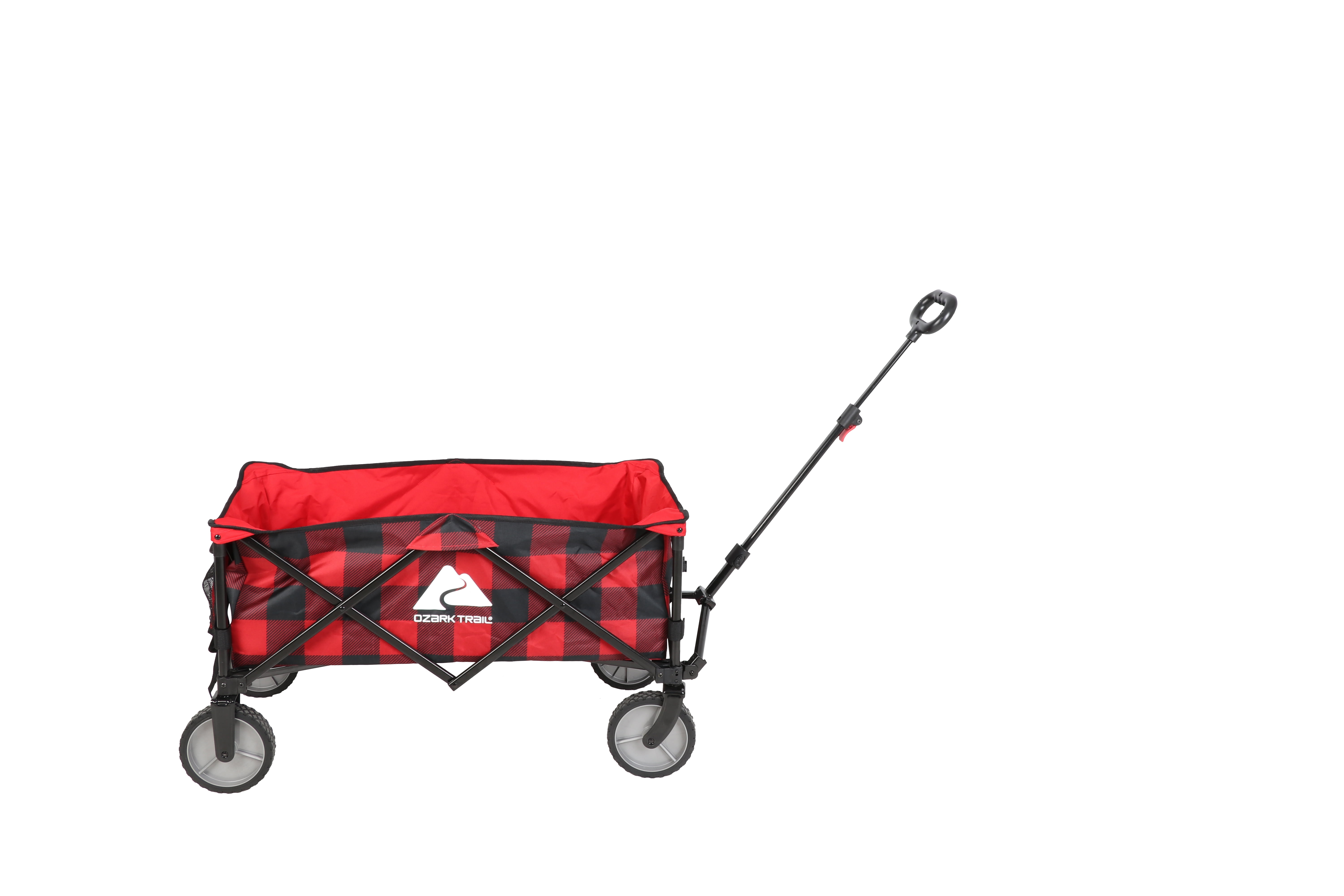Ozark Trail Buffalo Plaid Folding Multipurpose Camping Wagon Cart, Red