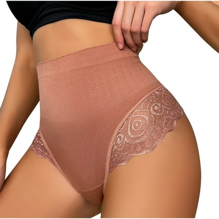 Fancifize Womens High Waist Briefs Underwear Ladies Lace Trim Tummy Control Panties Underwear Soft Hipster Panty