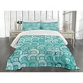 thumbnail image 3 of Ambesonne Ocean Quilted Bedspread Set 3 Pcs, Swirled Spiral Sea Waves, Queen Size, Aqua, 3 of 5