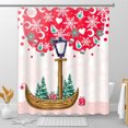 thumbnail image 1 of Whimsical Christmas Shower Curtain - Festive Boat with Lights & Snowflakes, 1 of 5