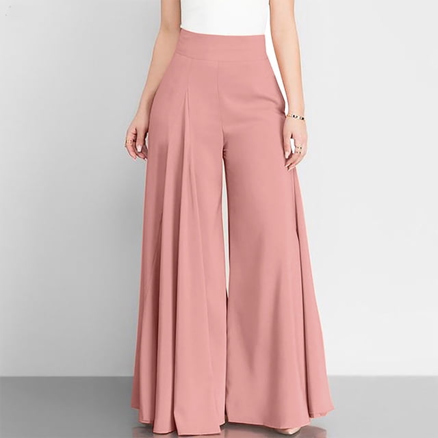 Pntutb Mujer Casual Sólido Elegante Cintura Alta Pantalones De Pierna Ancha Pantalones Flare Pantalones Cremallera Pantalones Pntutb Pntutb-8083