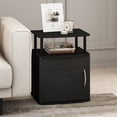 thumbnail image 2 of Furinno Jaya 2-Tier Side Table, Black Closed Storage End Table, Night Stand, Bedside Table for Living Room, Bedroom, Home Office, Darkwood, 2 of 5