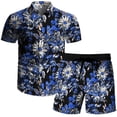 thumbnail image 5 of Summer Savings Clearance! Edvintorg Summer Men's Hawaiian Suit Short Sleeve Printed Button Shirt Beach Shorts Sets Street Casual Men's Suit 2 Pieces Men Clothing, 5 of 7