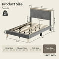 thumbnail image 4 of Bestier Twin Size Bed Frame Upholstered Platform Bed with LED Light & Adjustable Storage Headboard, Gray, 4 of 10