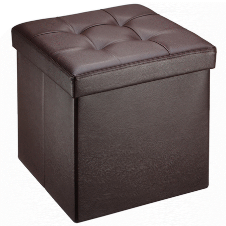 Foot Stools At Big Lots Ollieroo Faux Leather Folding Storage Ottoman Collapsible Bench Box Lounge Seat Foot Stool , Brown ()