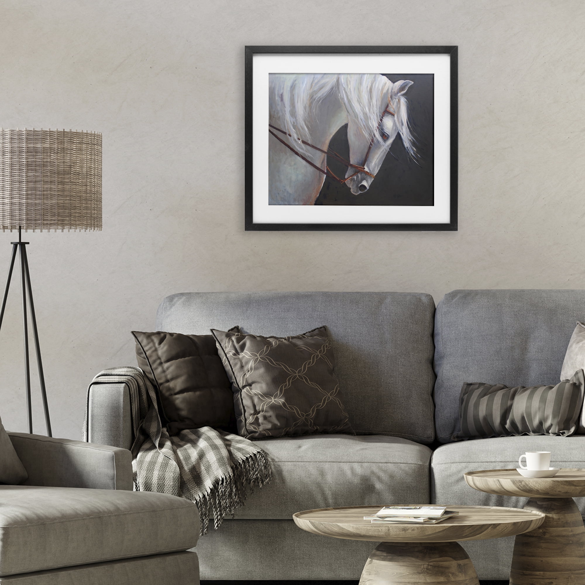 Stupell Industries Majestic White Mare Black Framed Print Under Glass, design by Jadei Graphics
