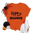 thumbnail image 4 of Landzoo Halloween T Shirt For Women Letter Print Short Sleeve Round Neck Shirt Party Cozy Soft Women Tees Size L Orange, 4 of 5