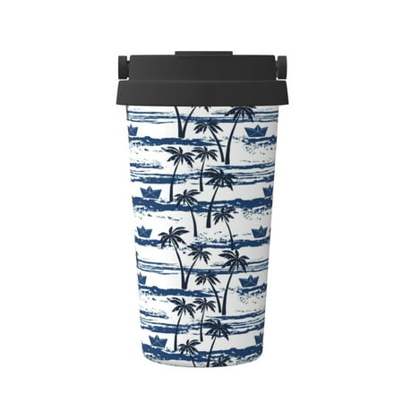 

Sikiie Palm Tree Coffee Mug Pobtable To Stainless Steel Coffee Tumbler Coffee Cups with Lids Thermos for Hot and Cold Drink
