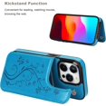 thumbnail image 5 of Compatible with iPhone 15 Pro Case Wallet with Card Holder,Embossed Butterfly Pattern PU Leather Double Buttons Flip Protective Shockproof Cover for Magnetic Car Mount 6.1 Inch (Blue), 5 of 7