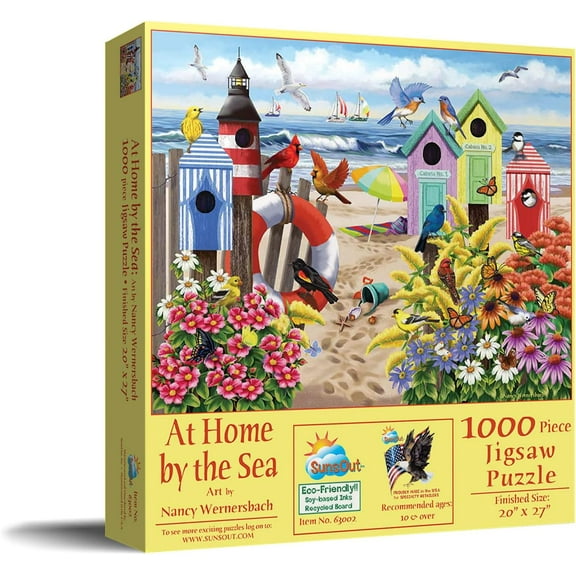 SUNSOUT INC - At Home by the Sea pc - 1000 pc Jigsaw Puzzle by Artist: Nancy Wernersbach - Finished Size 20" x 27" - MPN# 63002