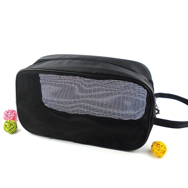 Bolsa de ducha de malla, organizador de accesorios de malla portátil negro, bolsa para gimnasio, dormitorio universitario (negro)