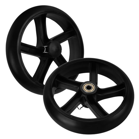 WASHWEPE 2Pcs Round Black Plastic Pu Metal Heavy Duty Rolling Cart for Shopping and Portability