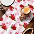 thumbnail image 3 of Red Roses Table Runner - 120 Inch Long Valentine's Day Flowers Love Stripes Pink Cotton and Linen Blended Dress Scarves Farmhouse Table Runner for Kitchen Dining, Coffee Table, 13" x 120", 3 of 8