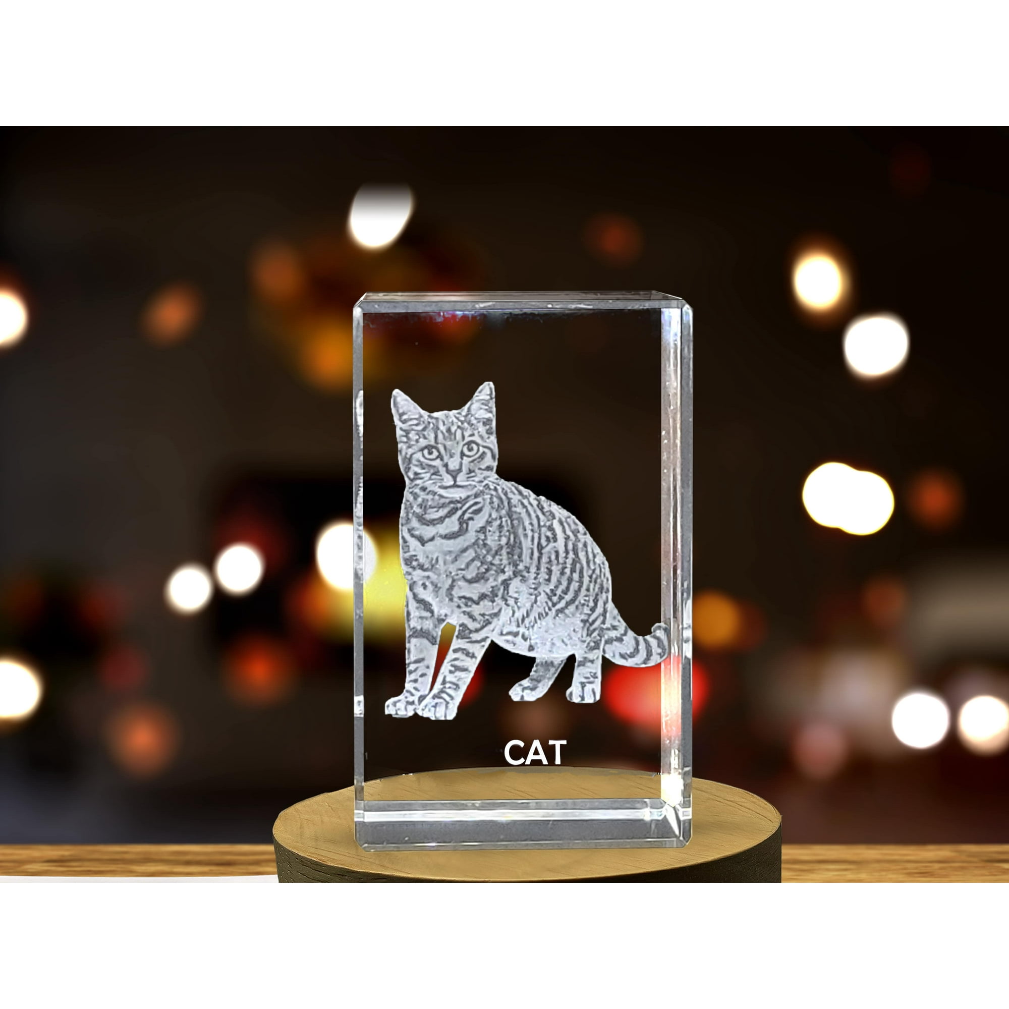Unique 3D Engraved Crystal with Cat Design Perfect Gift for Cat