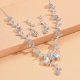 thumbnail image 4 of Yesbay Necklace Earring Set Rhinestone Decor Flower Shape Hollow Out Adjustable Hanging Earrings High-end Bride Jewelry Wedidng Party Prom Necklace Earring Set, 4 of 7