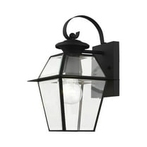 Livex Lighting Westover 1-Light Brass Outdoor Wall Lantern in Black