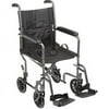 Drive Medical B275082 Lightweight Steel Transport Wheelchair, 19 in. Seat - Silver Vein Frame & Black Upholstery