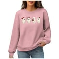 thumbnail image 4 of Christmas Womens Waffle Sweatshirts Loose Crewneck Long Sleeve Shirts Cute Christmas Printed Sweaters Casual Fashion Xmas Holiday Party Pullover Tops, 4 of 6