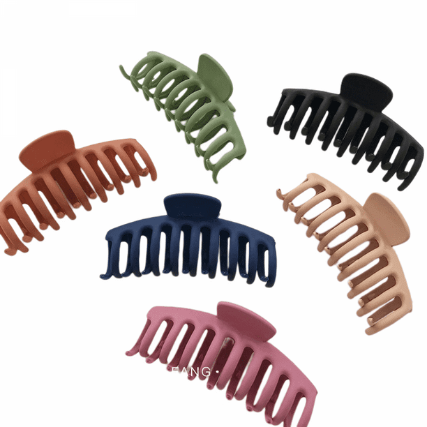 Big Hair Claw Clips 6 Packs 4.33 and 5.2 Inch Matte and Nonslip for
