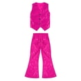 thumbnail image 3 of vastwit Kids Girls Boys Sequins Hip-hop Jazz Dance Outfit Vest Waistcoat Top Shirt+Flared Pants Streetwear Hot Pink 180, 3 of 5