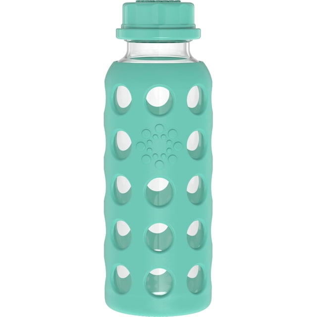 Botella de vidrio Lifefactory 266 ml con funda de silicona color kale