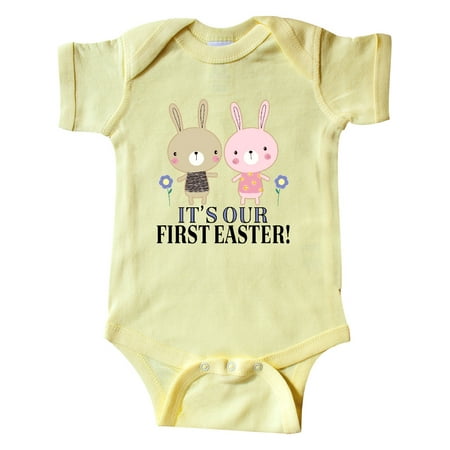 

Inktastic Twins First Easter Boy Girl Gift Baby Boy or Baby Girl Bodysuit