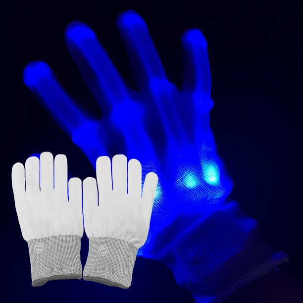 Guantes luminosos con luz Glow 6 modos de luz Guantes Decoraciones Guantes que brillan intensamente para festivales Discotecas Cumpleaños Adolescentes XL azul Soledad Guantes iluminados