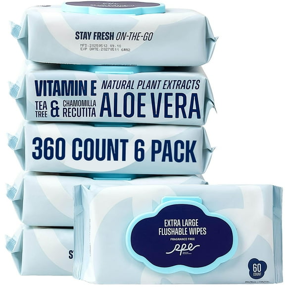 Toallitas húmedas desechables RPE Life, paquete de 6 unidades, 360 unidades, áloe sin perfume