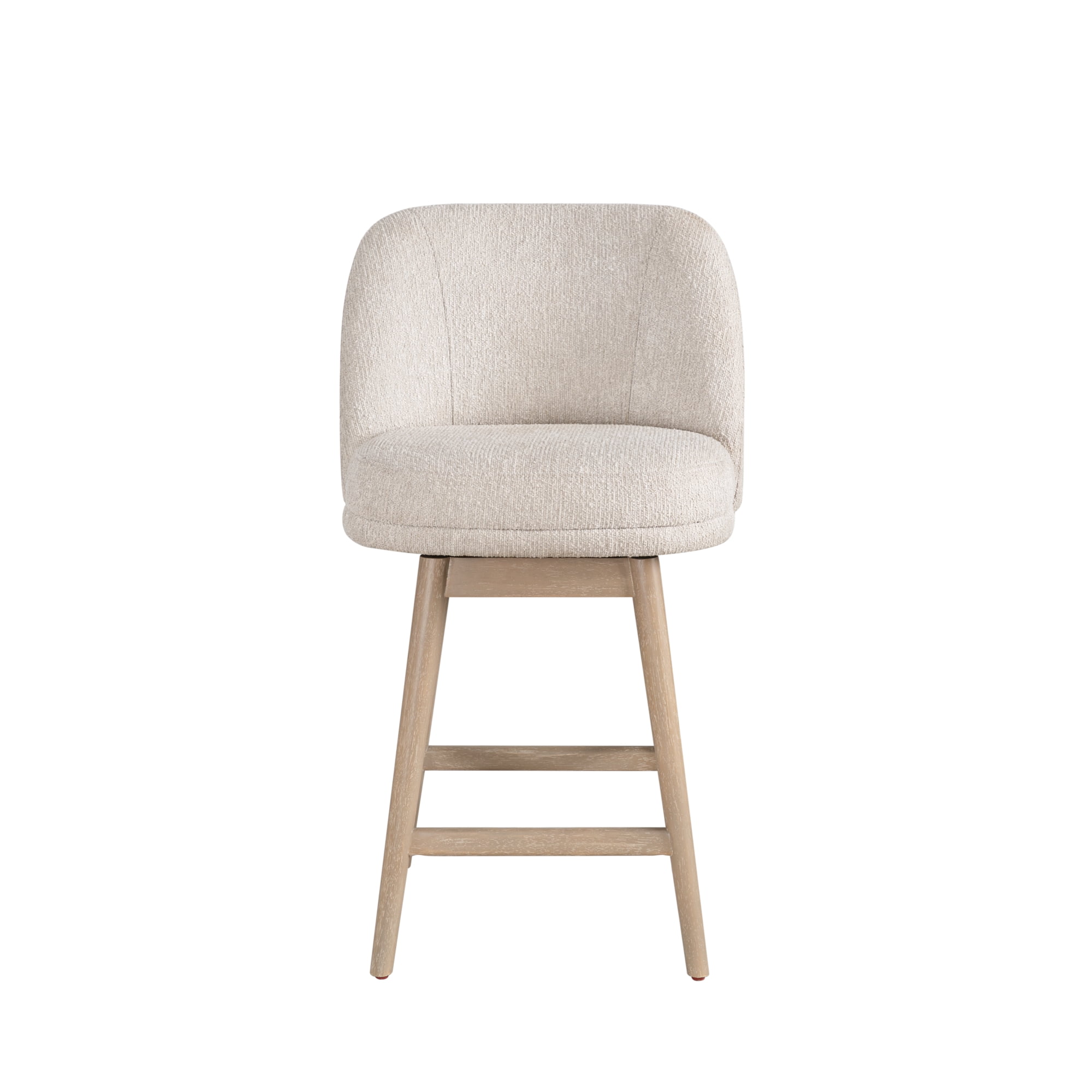 Sadie Solid Wood Upholstered 26" Counter Height Swivel Barstool with Ancient Stone Fabric Seat - Set of 2