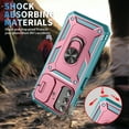 thumbnail image 6 of Dteck Card Holder Case for Samsung Galaxy S23 FE,Shockproof Rubber Rugged Slide Camera Lens Cover Built-in 360° Rotate Kickstand Magnetic Protective Case for Galaxy S23 FE,Pink+Mint, 6 of 11
