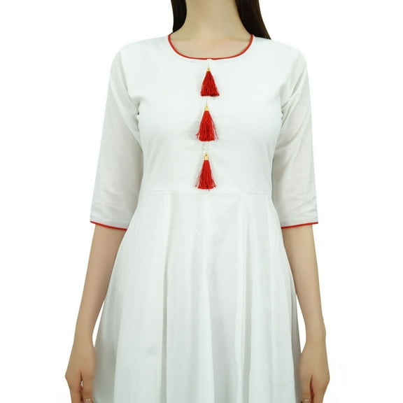 Bimba Womens Designer Ethnic Kurti Flared Anarkali Kurta Dress With Tassele