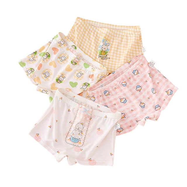 MIASHUI Culottes pour Filles, Culottes Confortables en Coton Extensible pour Filles, Lot de 4, 3-4 Ans