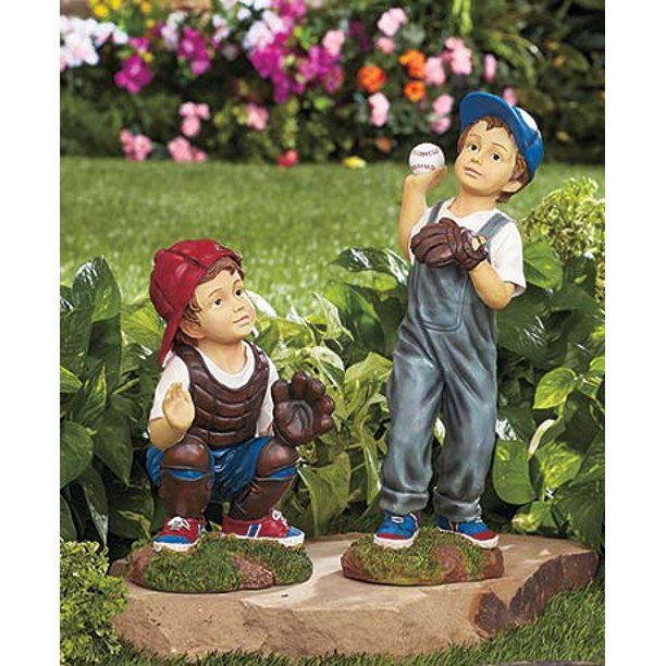 Bigbolo Baseball Player Garden Statue Figure Set Yard Decor Pitcher