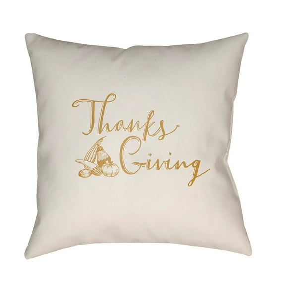 Surya GOURD-1818 Gourd 18" Wide Square Novelty Thanksgiving Typography Polyester Covered