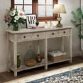 thumbnail image 2 of EUROCO 59" Rustic Brushed Texture Console Table, Entryway Table with 4 Drawers and Bottom Shelf, Wood Furniture for Living Room, Espresso, 2 of 8