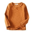 thumbnail image 1 of T-shirts Basiques à Manches Longues pour Garçons et Filles, Col Rond Brossé, Printemps Automne, Décontractés, 1 of 2
