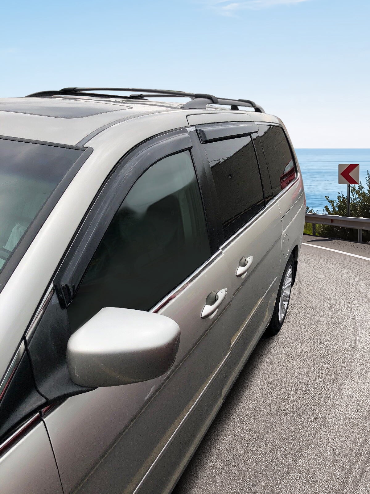 Ikon Motorsports Compatible with 08-10 Honda Odyssey Acrylic Window Visors Vent Windshield Deflector Rain Guard 4Pc Set Outside Mount 2008 2009 2010