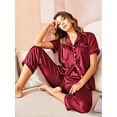 thumbnail image 6 of Avidlove Womens Satin Pajama Sets Silky Sleepwear Short Sleeve Button Down Shirts and Long Pant Loungewear 2 Piece Pjs Set S-XXL, 6 of 7
