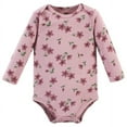 thumbnail image 4 of Hudson Baby Infant Girl Cotton Bodysuit and Pant Set, Plum Wildflower Long Sleeve, Preemie, 4 of 5