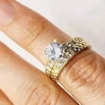 thumbnail image 4 of Silver & Stone Jewels 2Ct Round Cut Cubic Zirconia Wedding Bridal Ring Set 14k Yellow Gold Finish, 4 of 4