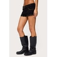 thumbnail image 4 of Maqroz Womens Low Rise Studded Denim Shorts Lightweight Breathable Summer Party Clubwear Casual Outfits for Night Out Street Style with Pockets, 4 of 5
