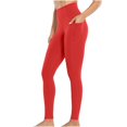thumbnail image 3 of Workout Leggings with Two Side Pockets for Women High Waist Yoga Pants Soft Lightweight Athletic Gym Tights, Red L, 3 of 7