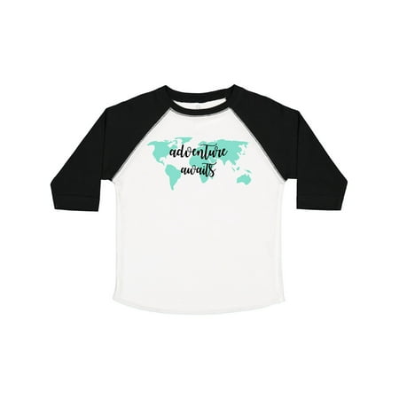 

Inktastic Adventure Awaits Teal World Map Gift Toddler Boy or Toddler Girl T-Shirt