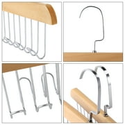 Topekada 3 Pack Belt and Bra Hangers with Hooks,Space Saving Bra Hangers for Closet and Laundry,360 Degree Rotating Wooden Tie Hanger with 8 Hooks for Tank Top,Jeans,Scarf(Nature)