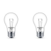 Incandescent 40W Clear A15 Appliance Bulb 2P: Standard E26 Base, 400 Lumens, 2700K, 1.5-Year Life, 2-Pack