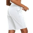 thumbnail image 4 of BALEAF Women's Bermuda Shorts Cotton Long Shorts with Pockets White M, 4 of 7