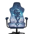 thumbnail image 3 of Whosucclay Tiger Lightning Print Gaming Chair Cover,Removable Office Chair Cover with Zipper,Stretch Anti-dust Universal Rotating,Washable High Back Computer Seat Protector for Pets, 3 of 8