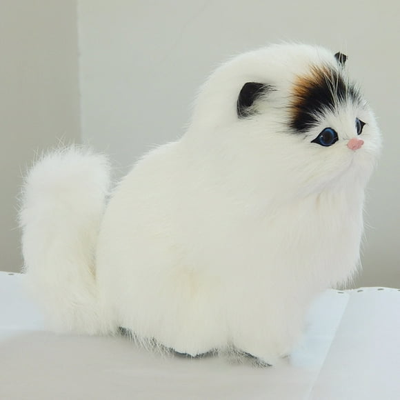 Real Sheep Hair Simulation Cat Plush Toy Electronic Pet Doll with Meow Sound Children s Cute Pet Toy